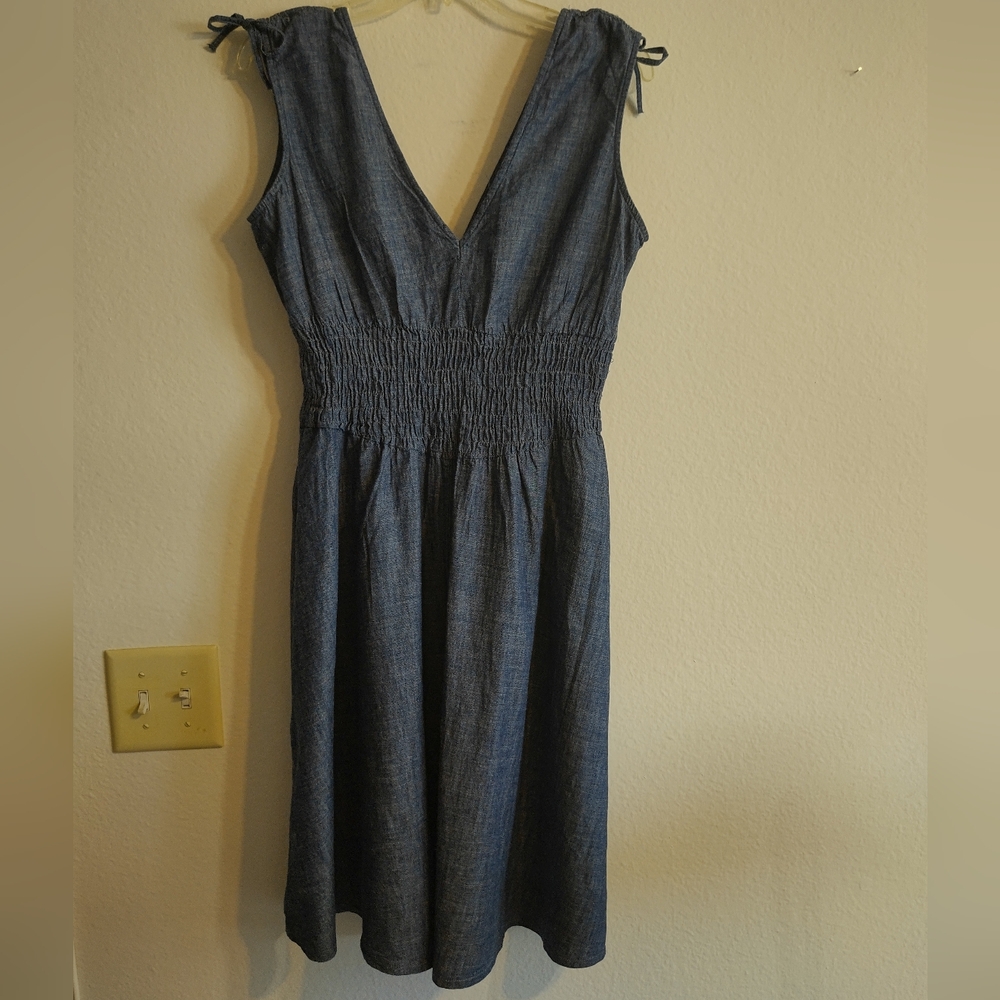 Denim like dress with cinched waist or wear as a top